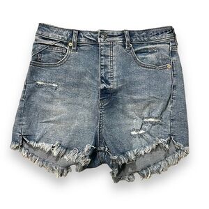 We the Free Jean Short Crvy Vintage High Rise Button Fly Raw Hem Distressed 6/28